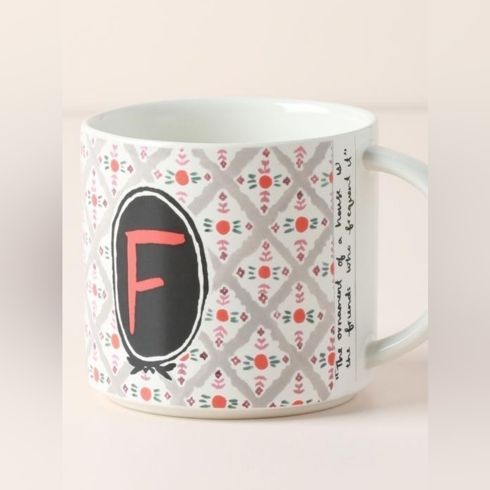 Anthropologie Jo "F" Mug